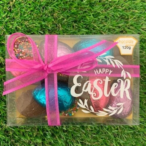 Happy Easter Gift Box with Foiled and Freckled Half Eggs